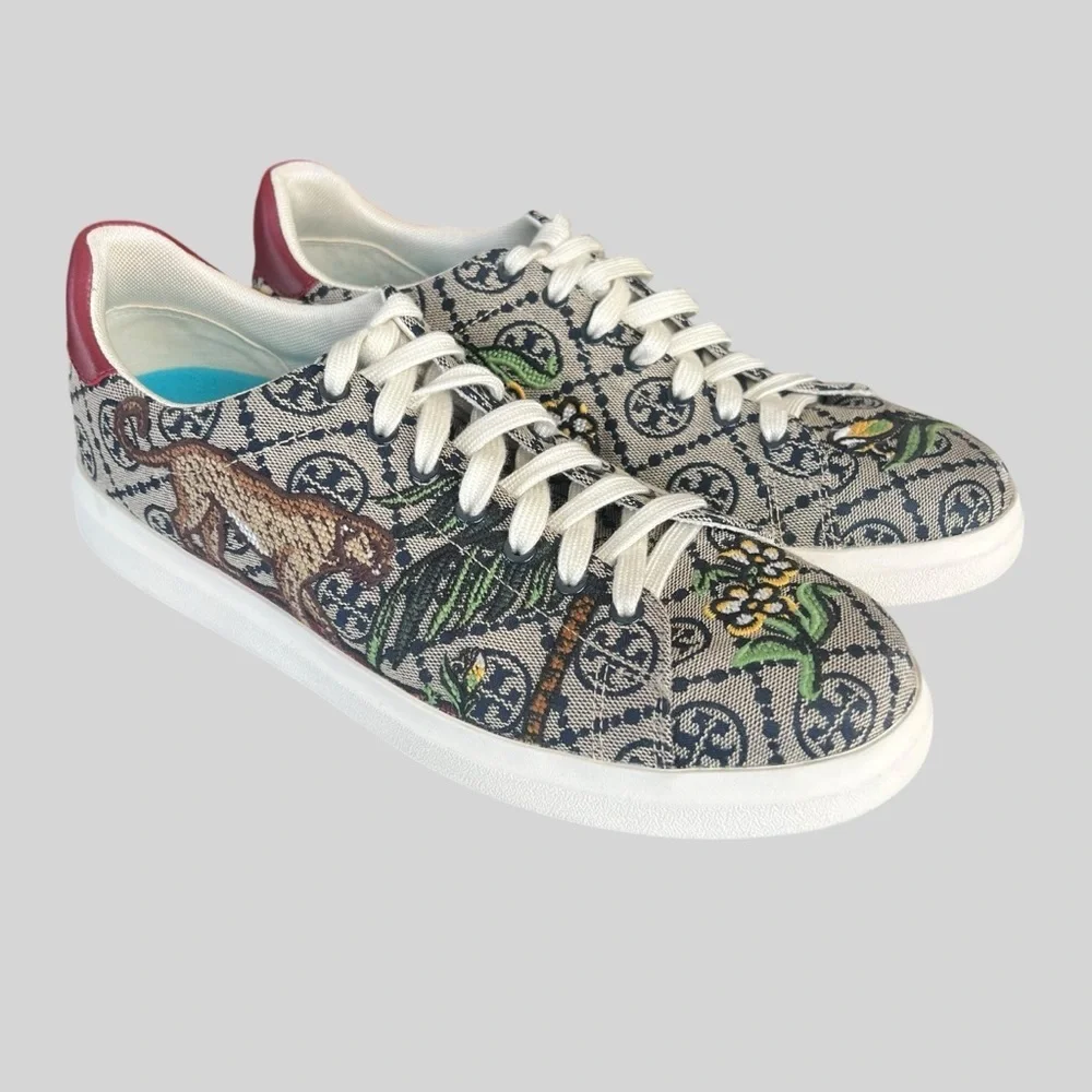 Tory Burch T Monogram Howell Embroidered Sneaker.